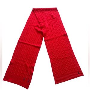 NEW Polo Ralph Lauren Pony Cable Knit Scarf RED